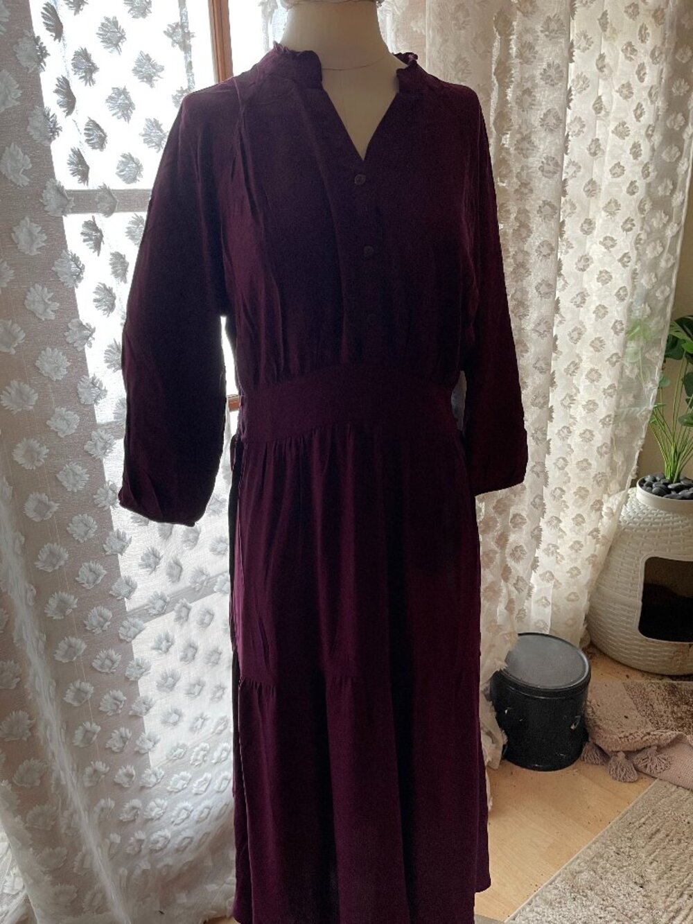 woman's medium burgundy dress NWT dark fairy autumn breastfeeding friendly